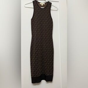 Michael Kors Strapless Brown Logo Dress